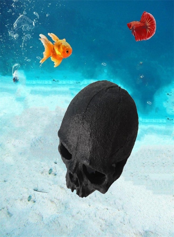 Odebyata Aquarium Terrarium Skull Decor, Reptile Hide House Shelter Cave for Geckos Spider Lizard Snake, Fish Tank Hide Cave House Hideouts Stones for Small Fish Shrimp Betta Crab Guppy Cichlids (Black) - Image 5
